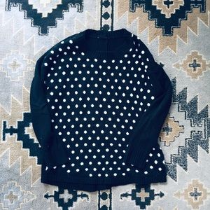Cute Polka Dot Button Black & White Sweater